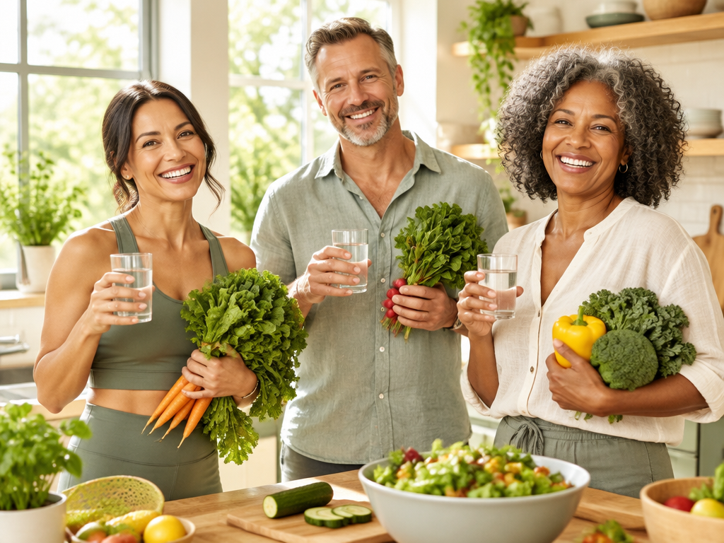 AI illustration of happy healthy adults — who can take Gut Save supplement